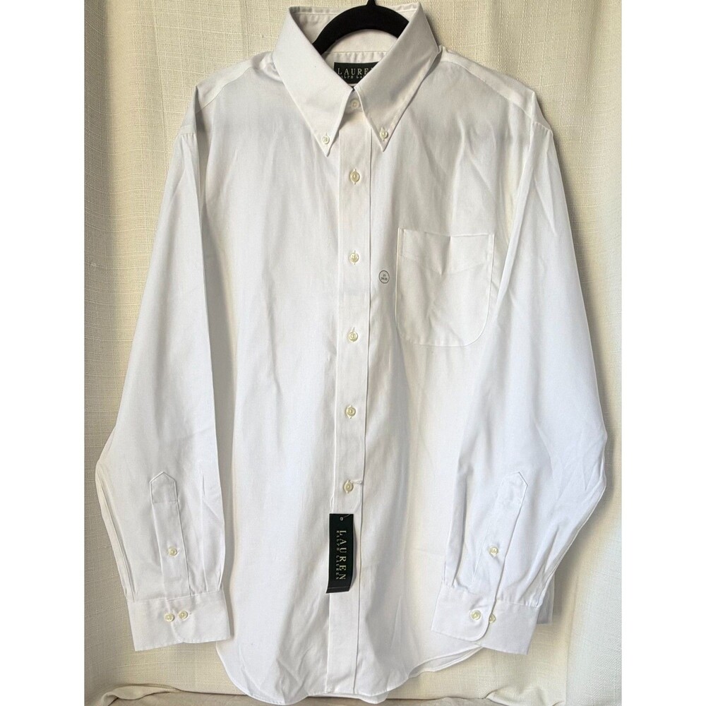 Lauren Ralph Lauren Dress Shirt Mens 17 34/35 White Classic Fit Non Iron NWT